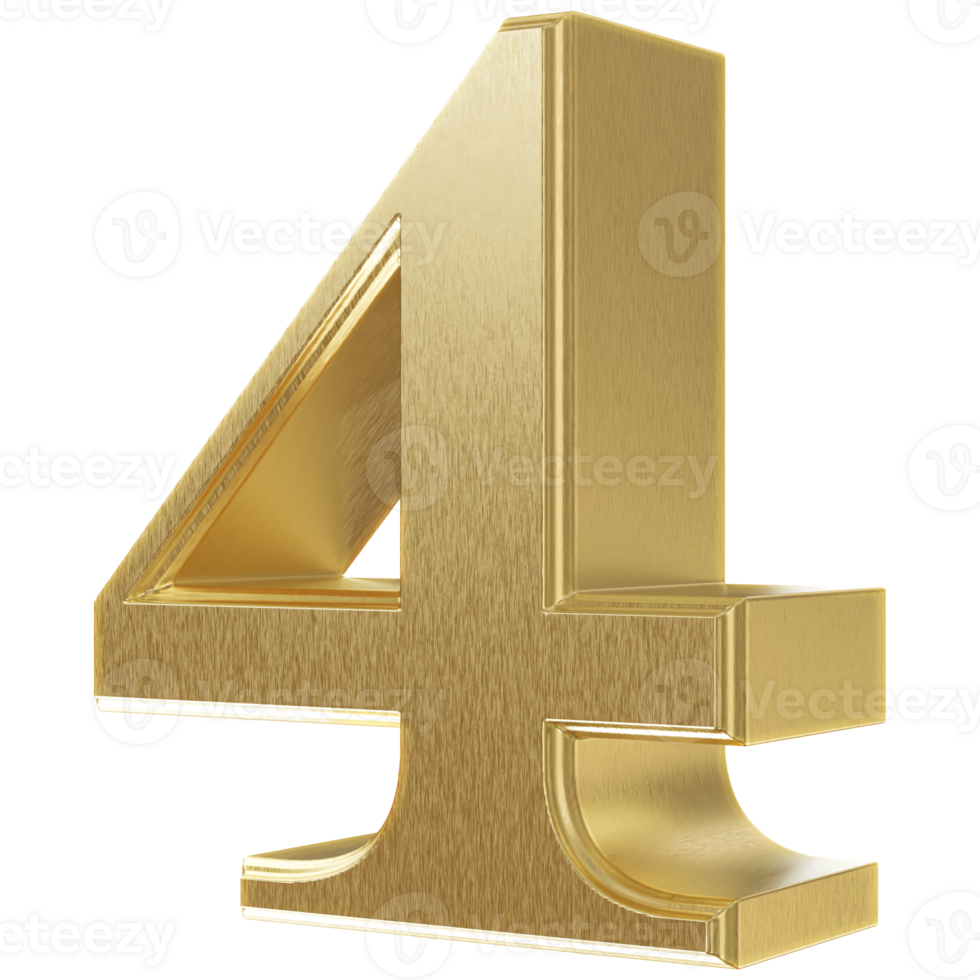 3D Golden Number 4 png