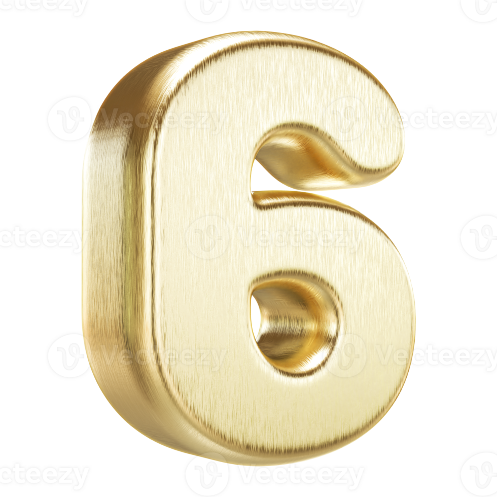 Golden Number 6 - 3D Render png