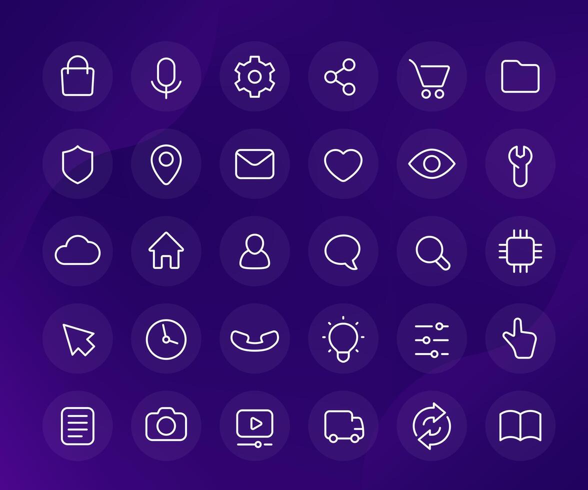 line icons for ui, apps or web, basic simple design vector