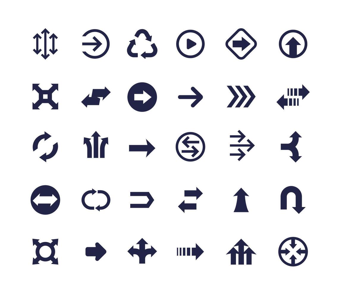 arrows set, direction, up, down and right icons vector