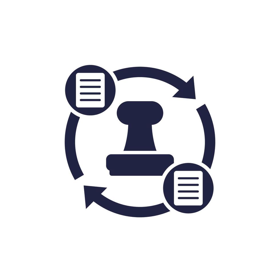 Stamp and documents icon on white vector