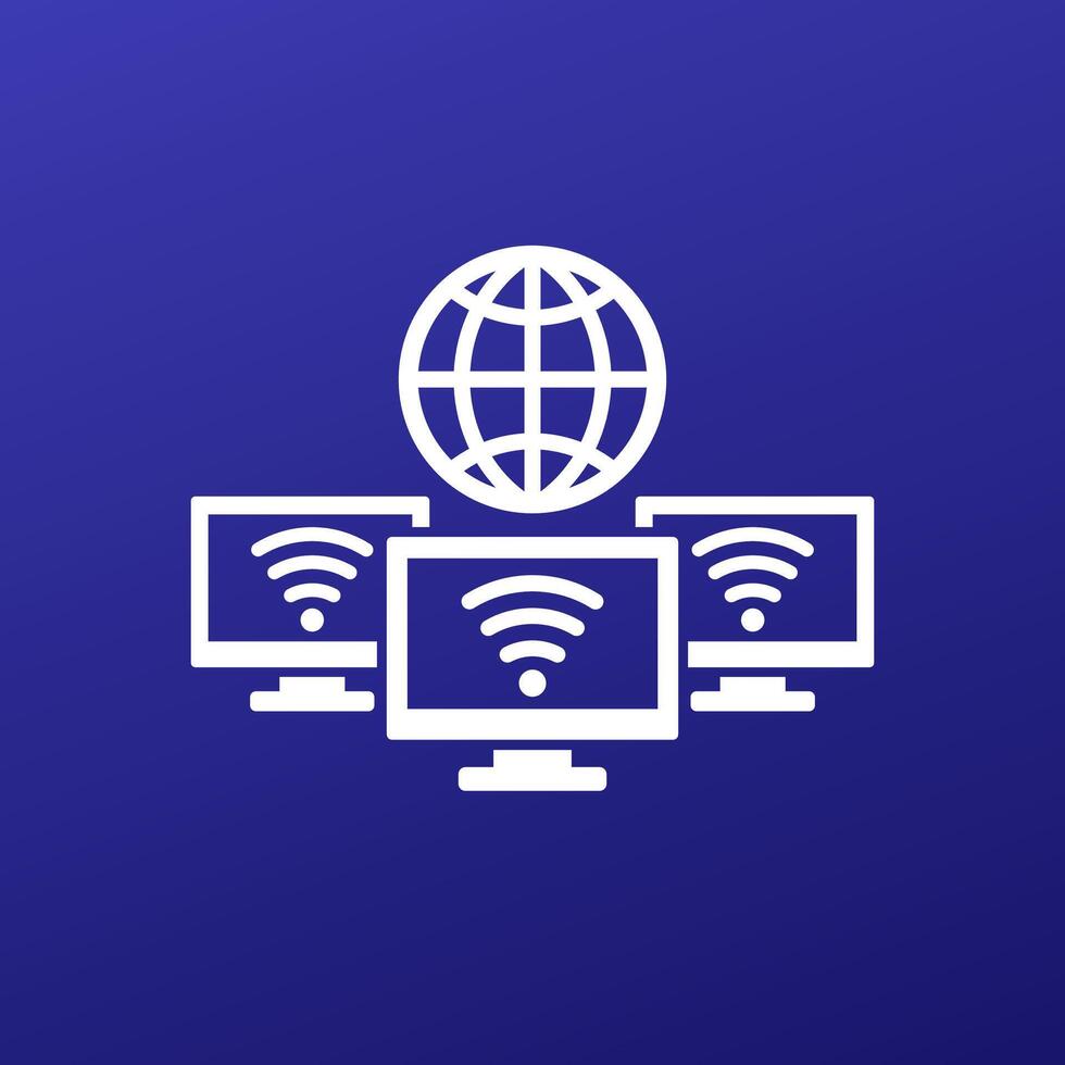 Wi-fi network icon design with computers vector