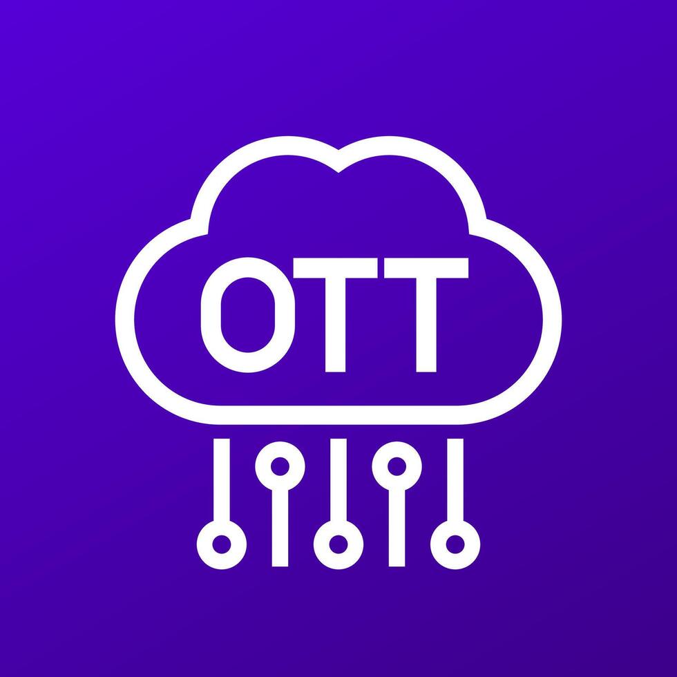 OTT media platform icon with cloud, vector