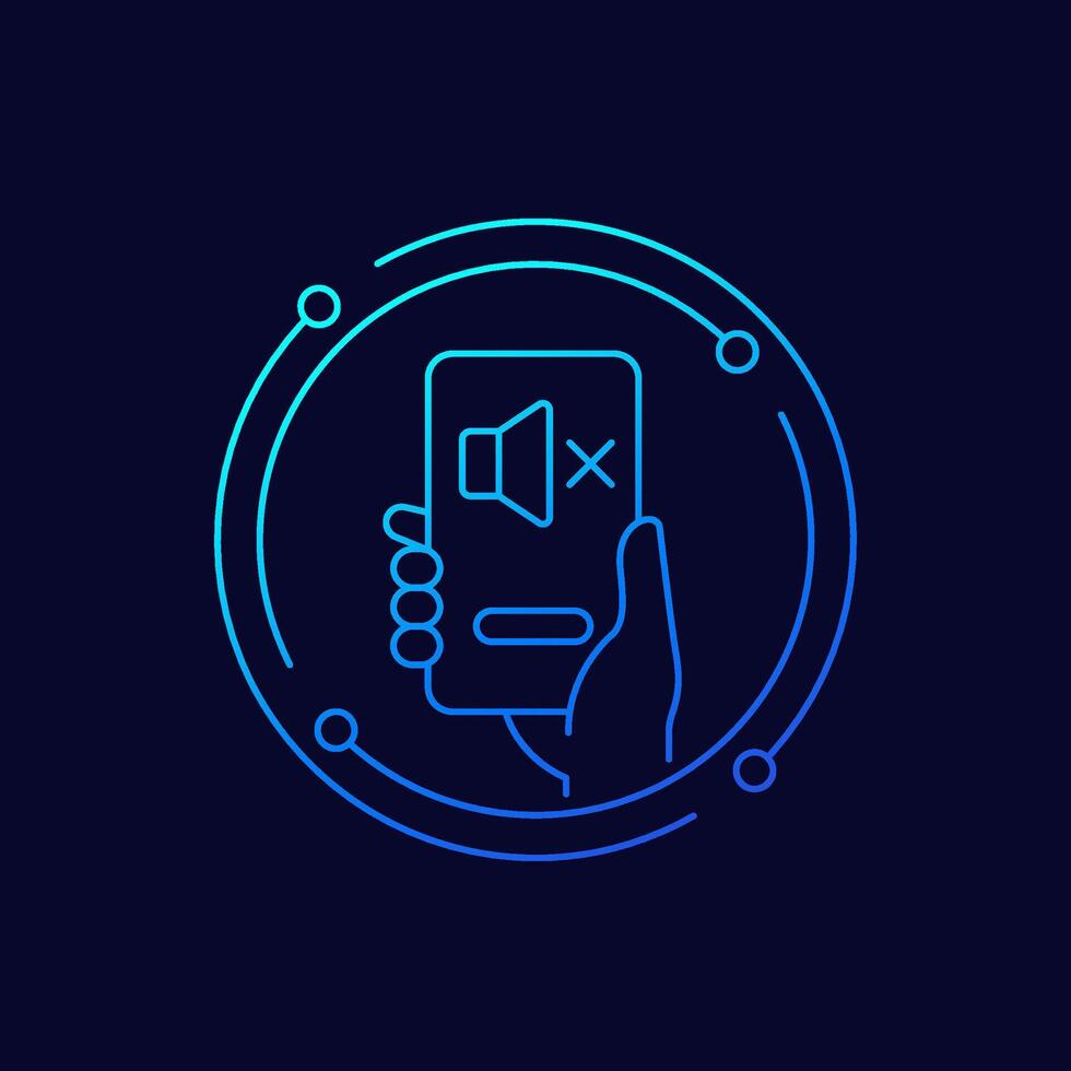 mute, sound off icon, silent mode linear design vector