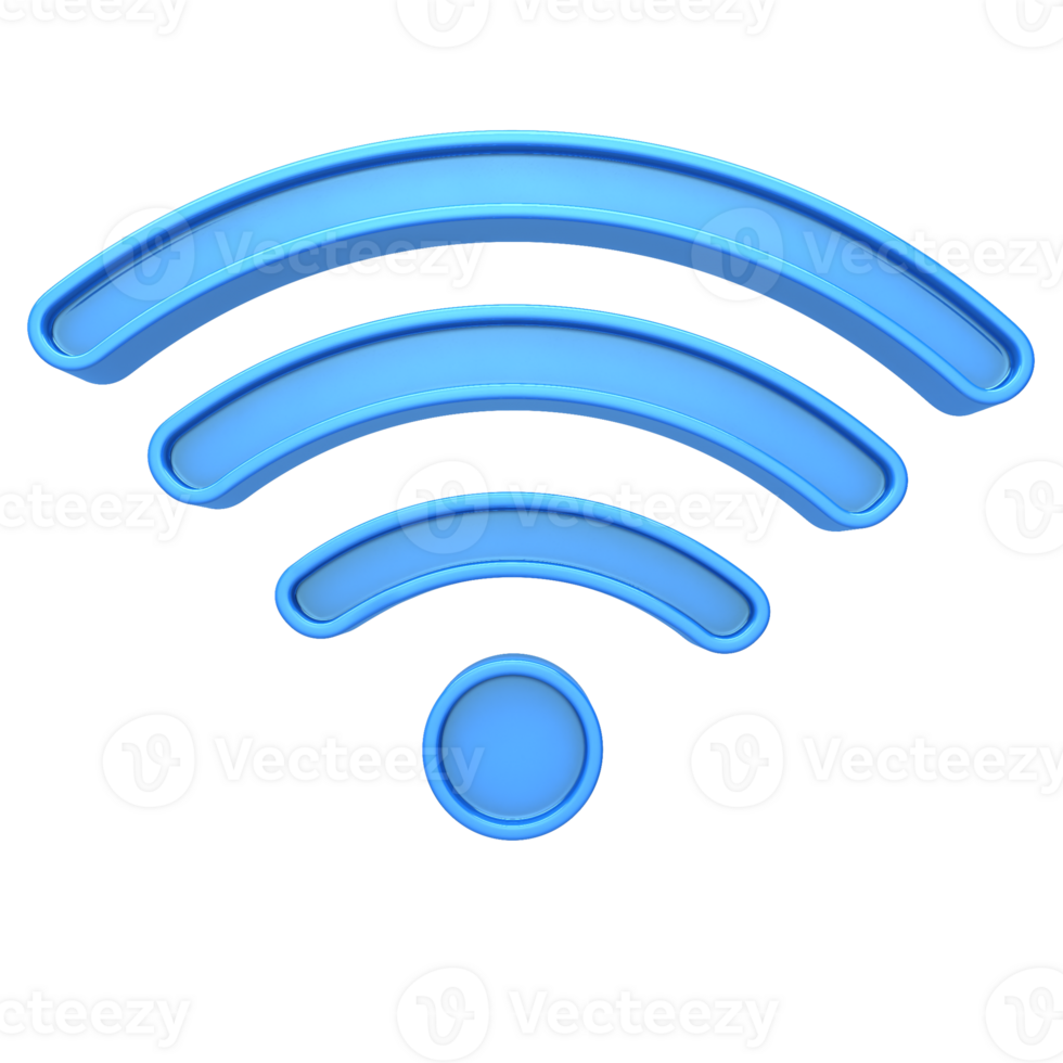 front view of blue wifi icon 3d render png