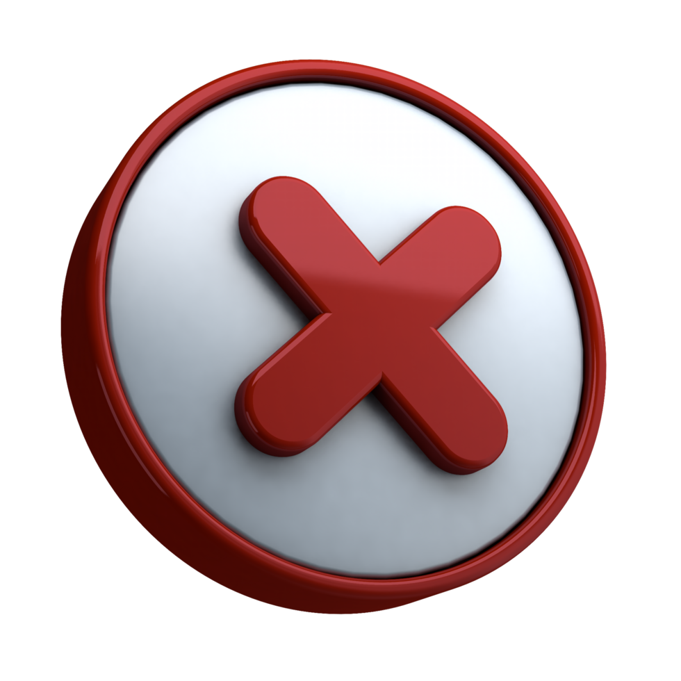 Vibrant Red X Symbo Ideal for Negative Feedback and Dismissal3D Red Cross Icon Perfect for Error and Cancellation png