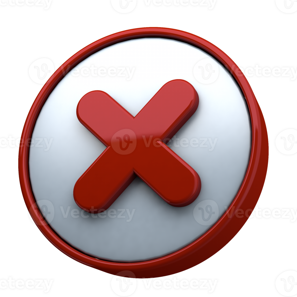 Right 3D Red Cross Icon Perfect for Error and Cancellation png