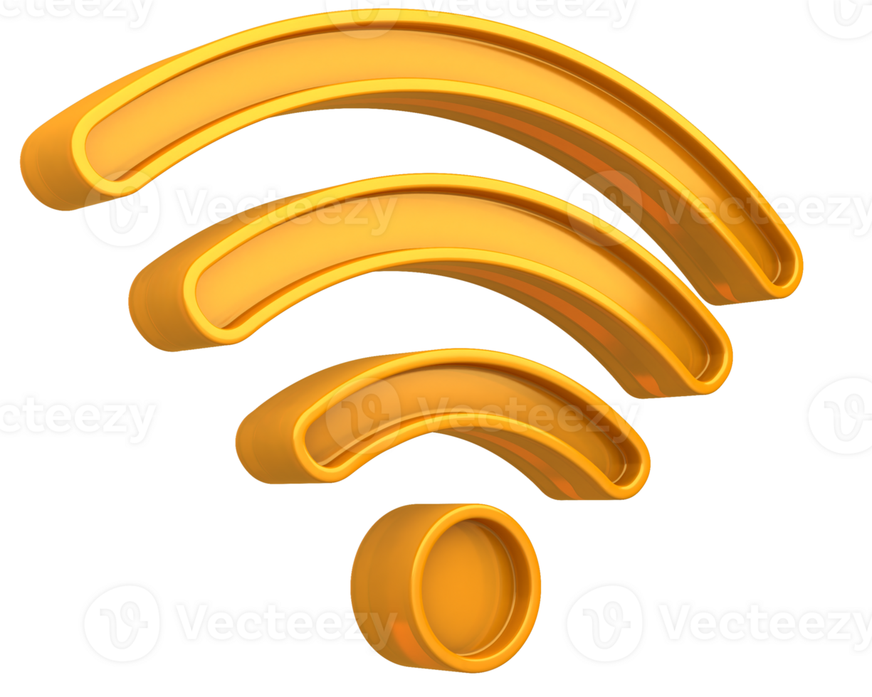 leftt view of yellow wifi icon 3d render png
