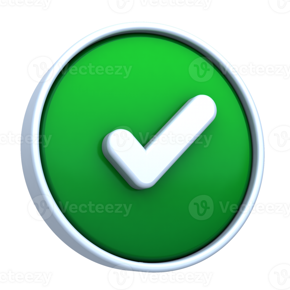 Left view 3D Green Checkmark Icon Perfect for Confirmation and Approval png