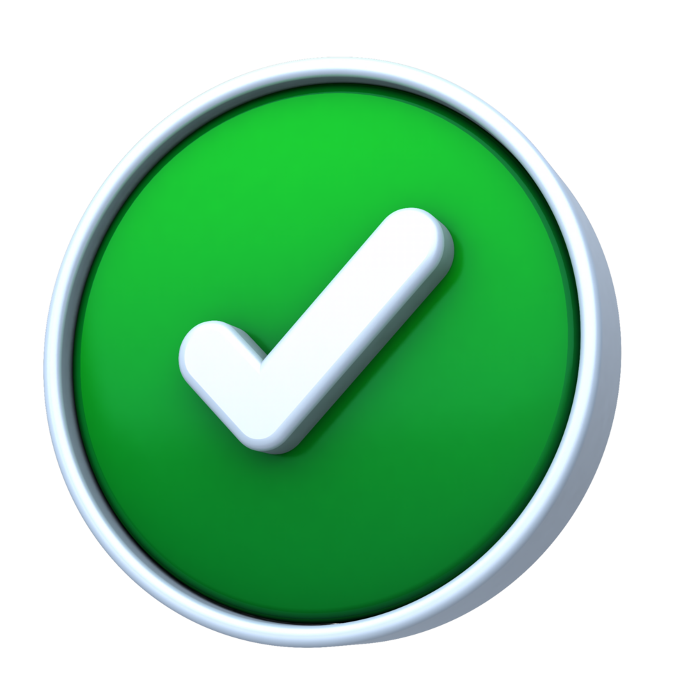 3D Green Checkmark Icon Perfect for Confirmation and Approval png