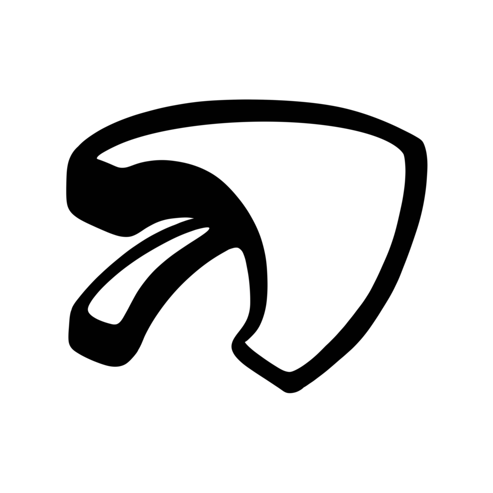 Three-dimensional arrow icon outline design, curved fat arrow pointing to the right png