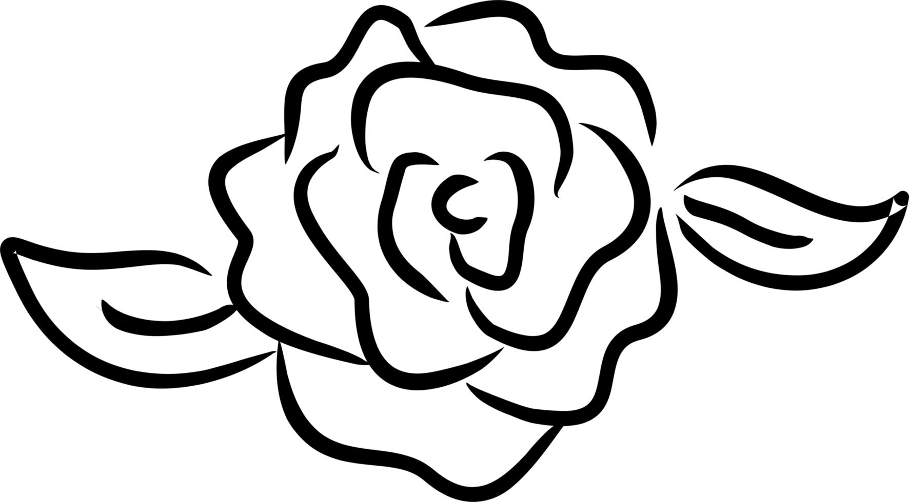 Rose flower line art black color png