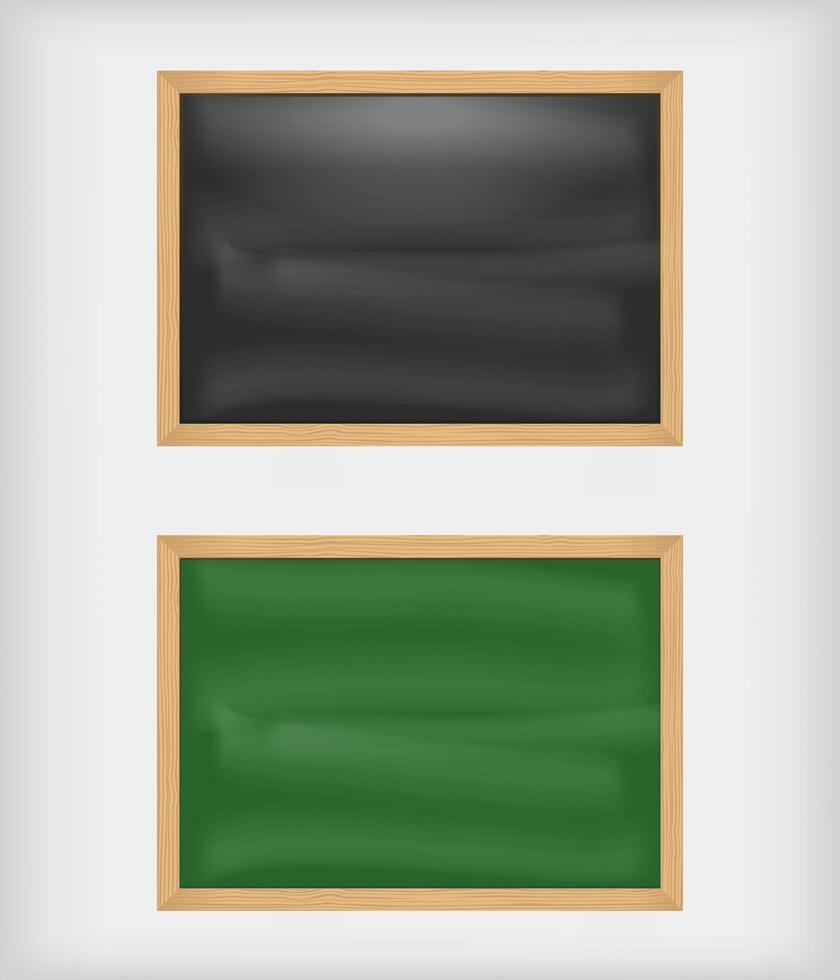 Black and green blank chalkboards vector
