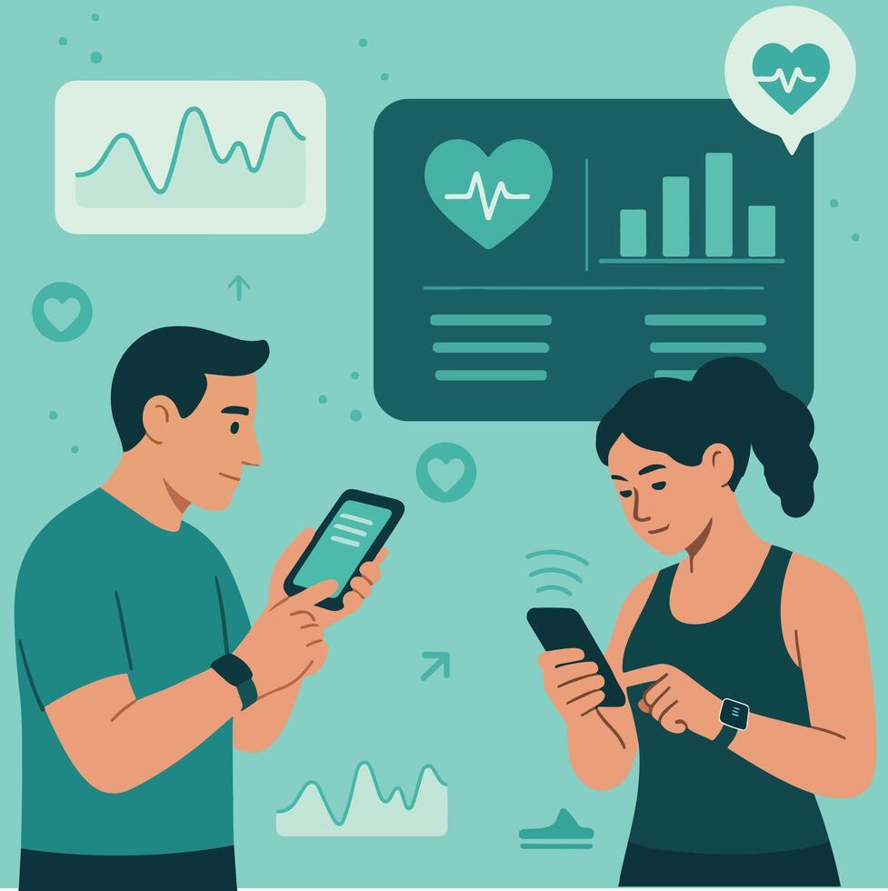 Smart health monitoring illustration vector