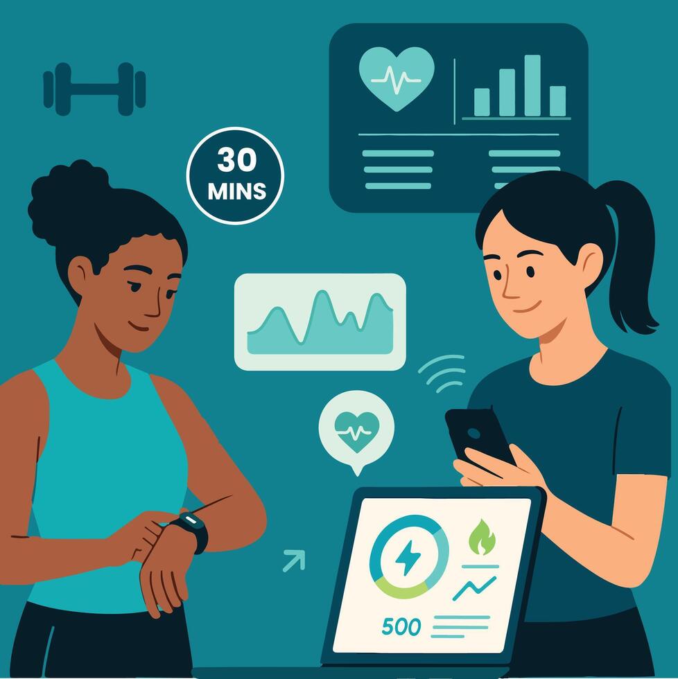 Smart health monitoring technology illustration vector