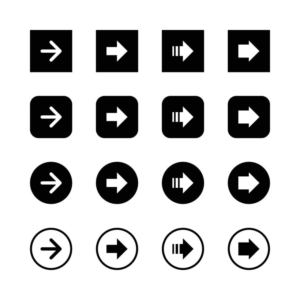 Black And White Arrow Icon Set For Navigation And User Interface Design vector