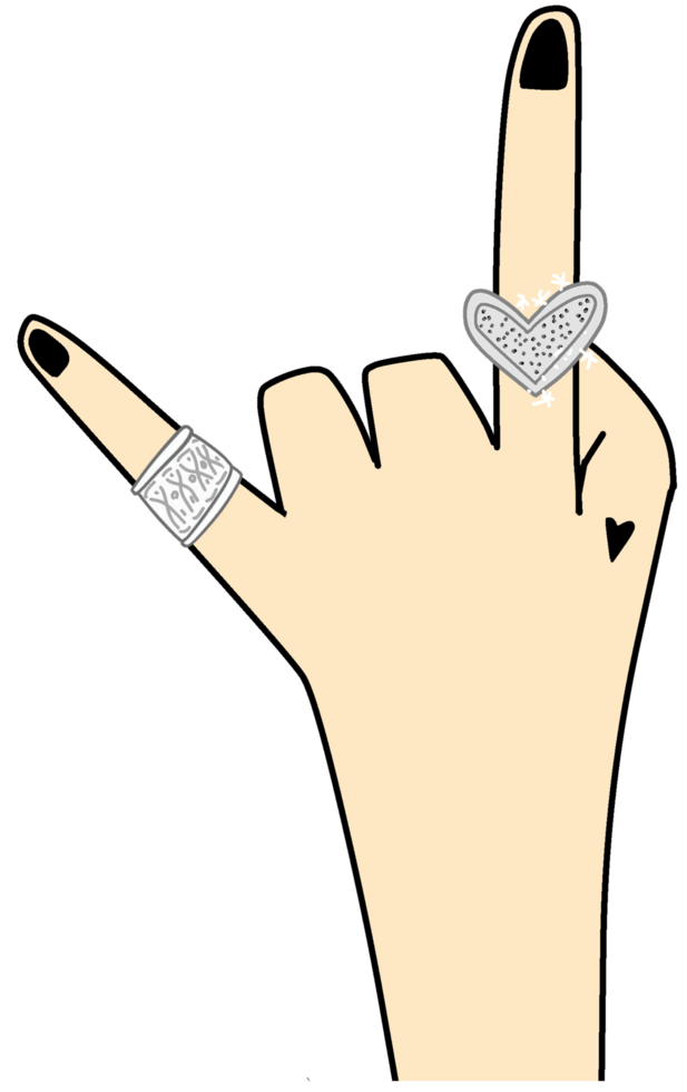 A hand with two rings on it png