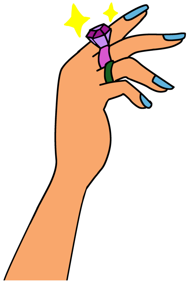 A hand with a ring on it png