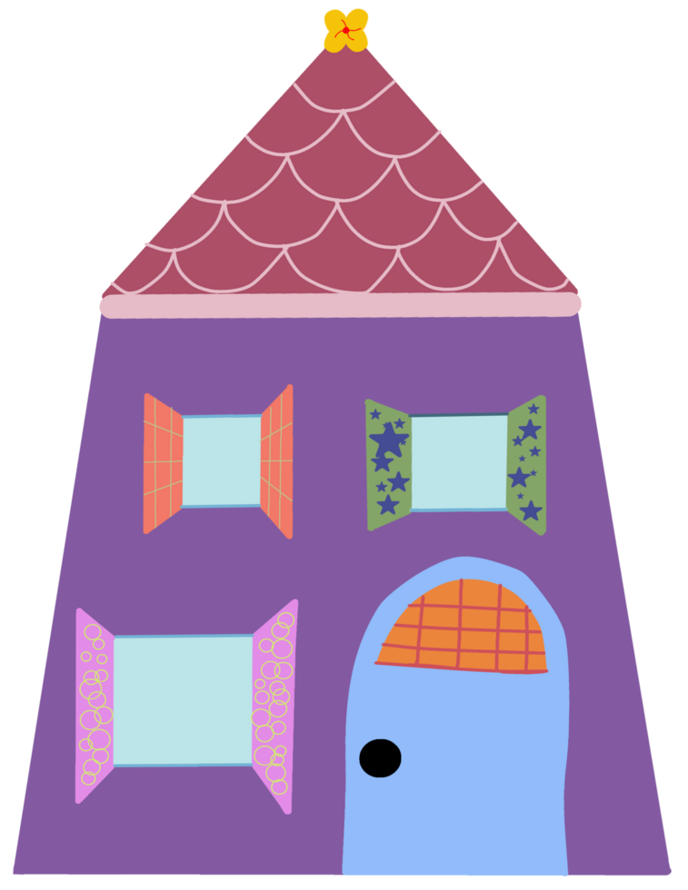 A purple house with a window and door png