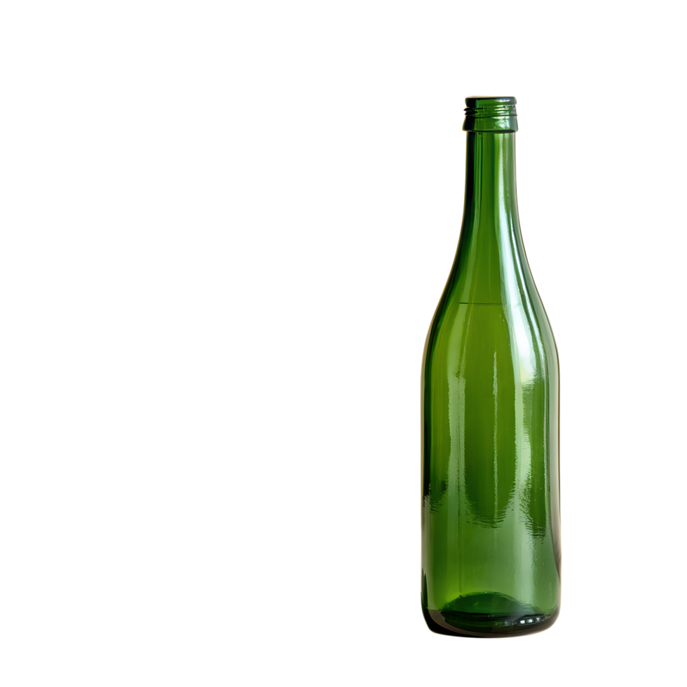Green Glass Bottle with Transparent Liquid on Transparent Background Studio Shot png