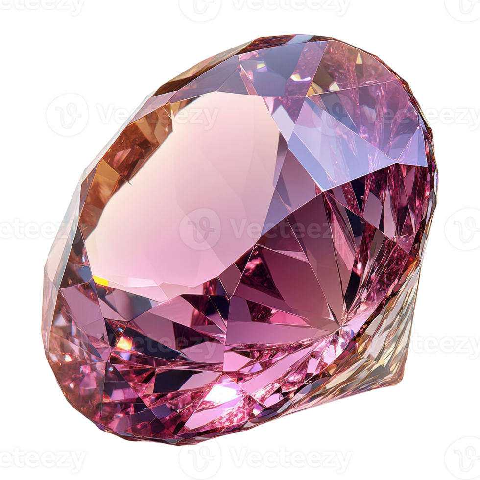 Isolated Pink Diamond Gemstone with Facets on Transparent Background, Luxury Stone png