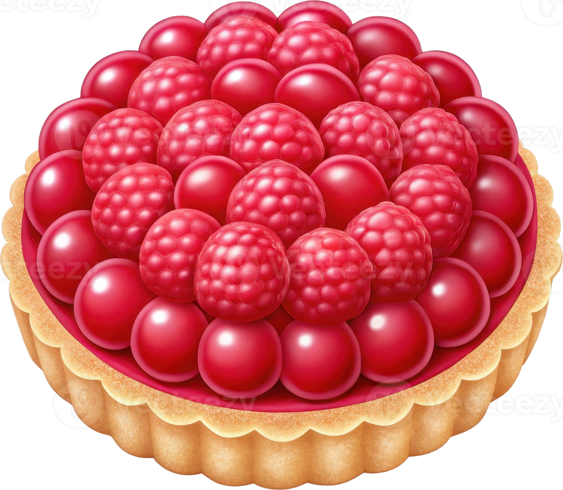 Delectable raspberry tart with a flaky crust png