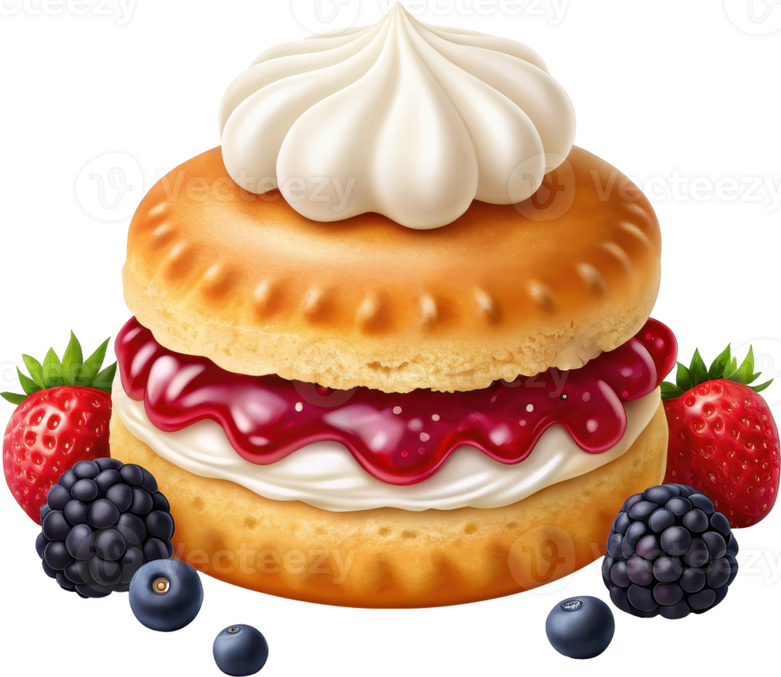 Layered Pastry Dessert with Fruit and Cream png
