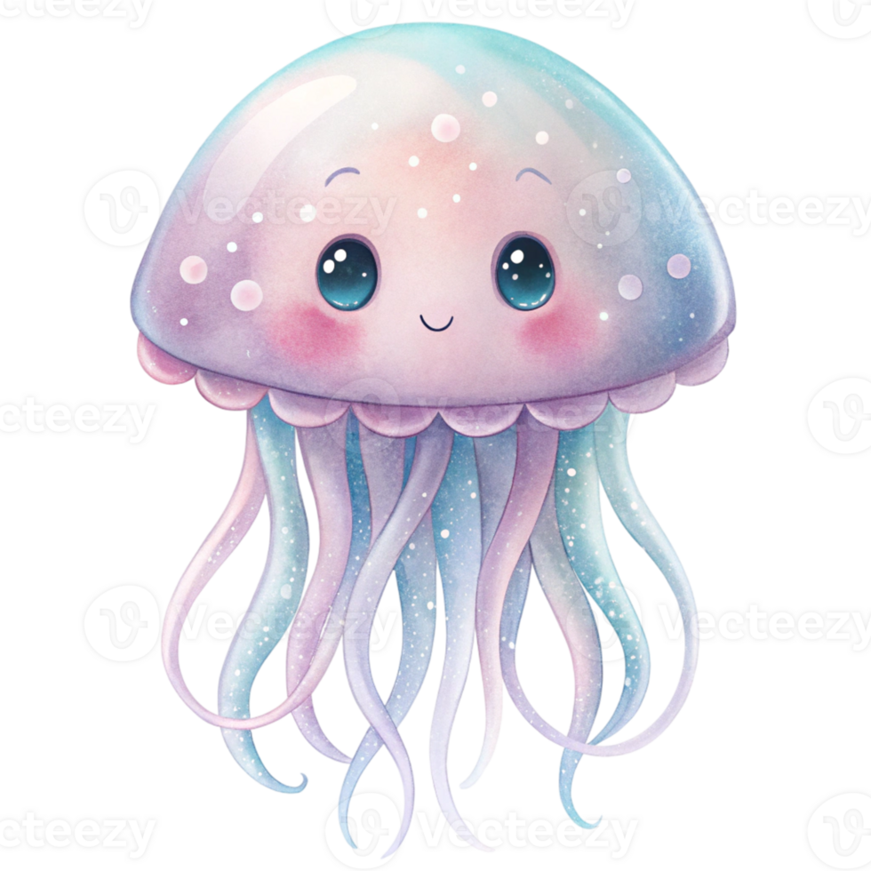 Jellyfish cute cartoon illustration png
