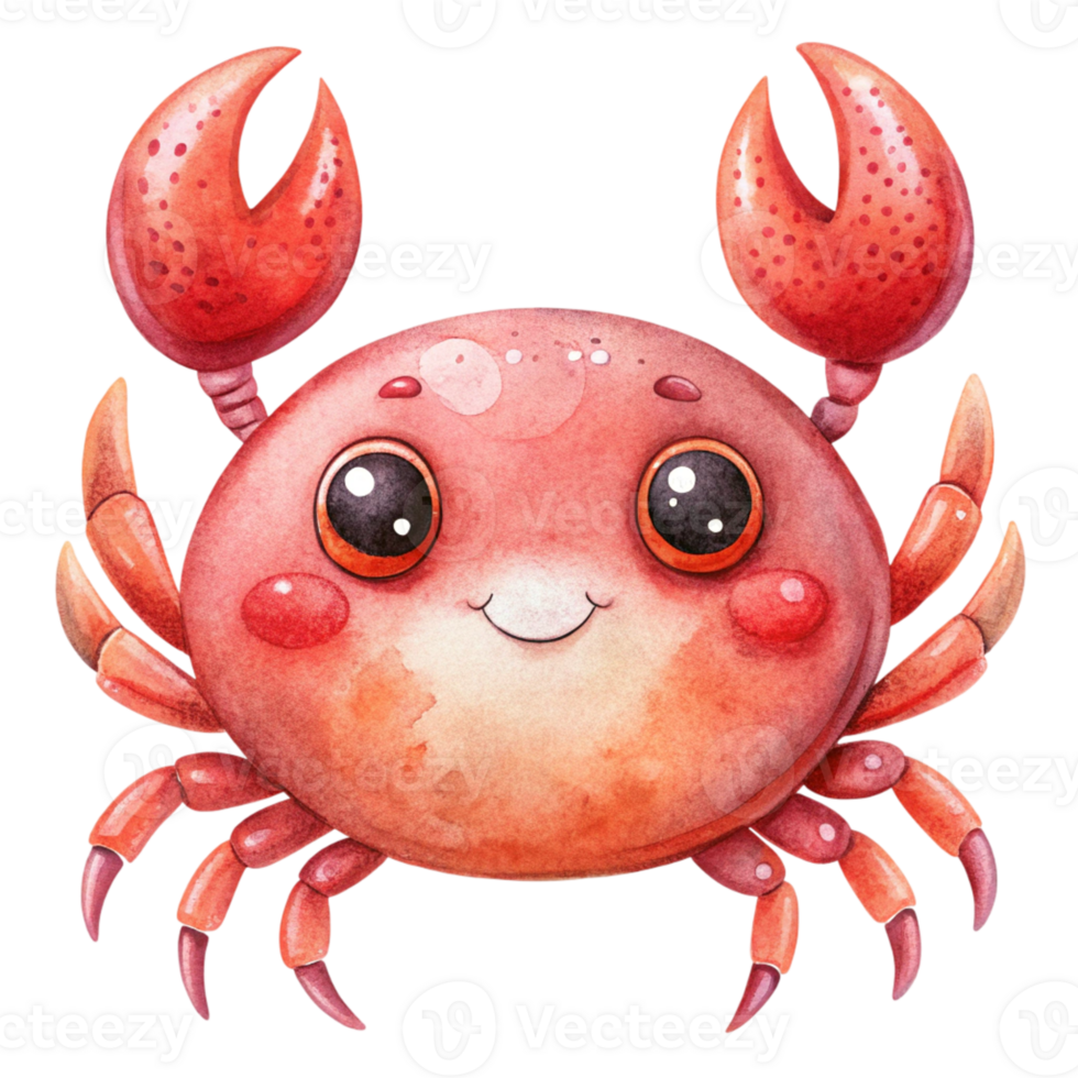A cartoon crab with big eyes and big claws png
