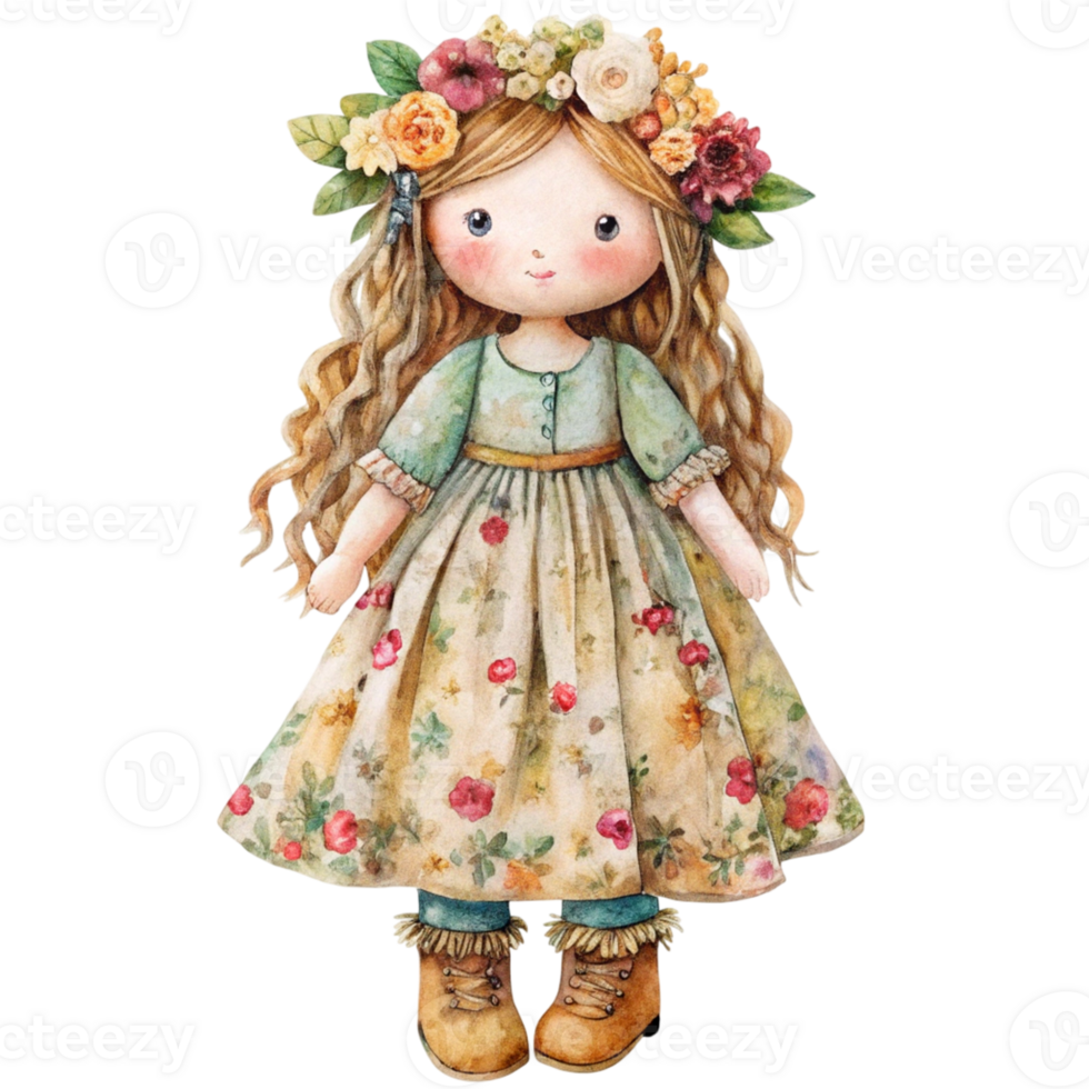 A little girl wearing a floral dress and flower crown png