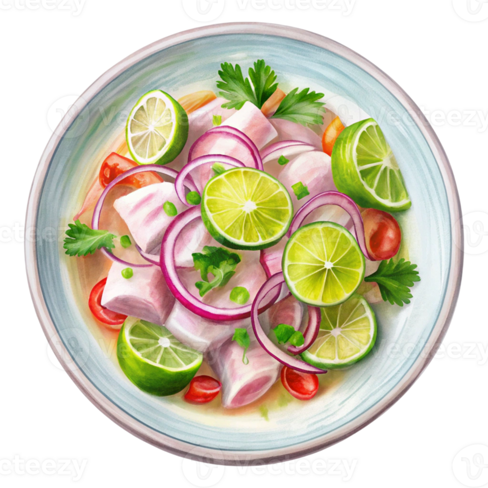 A bowl of food with meat, onions and tomatoes png