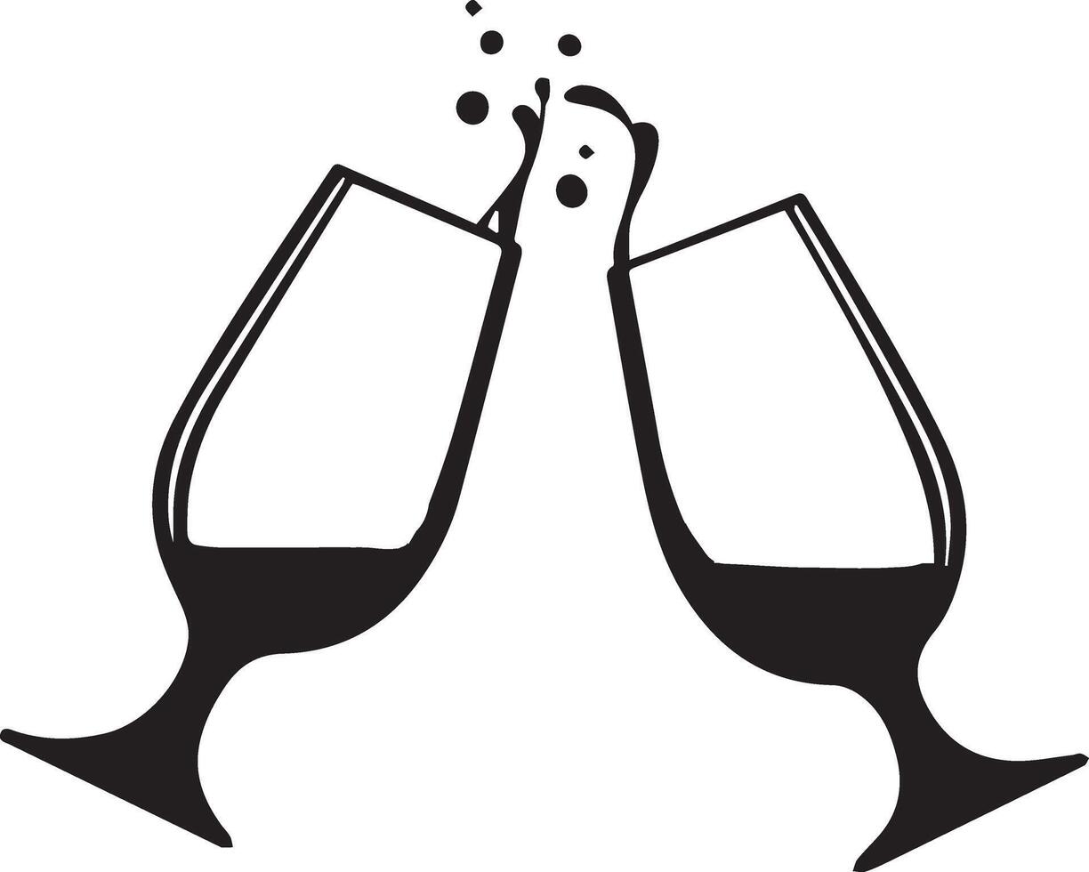 Black and white wine glass silhouette design vector