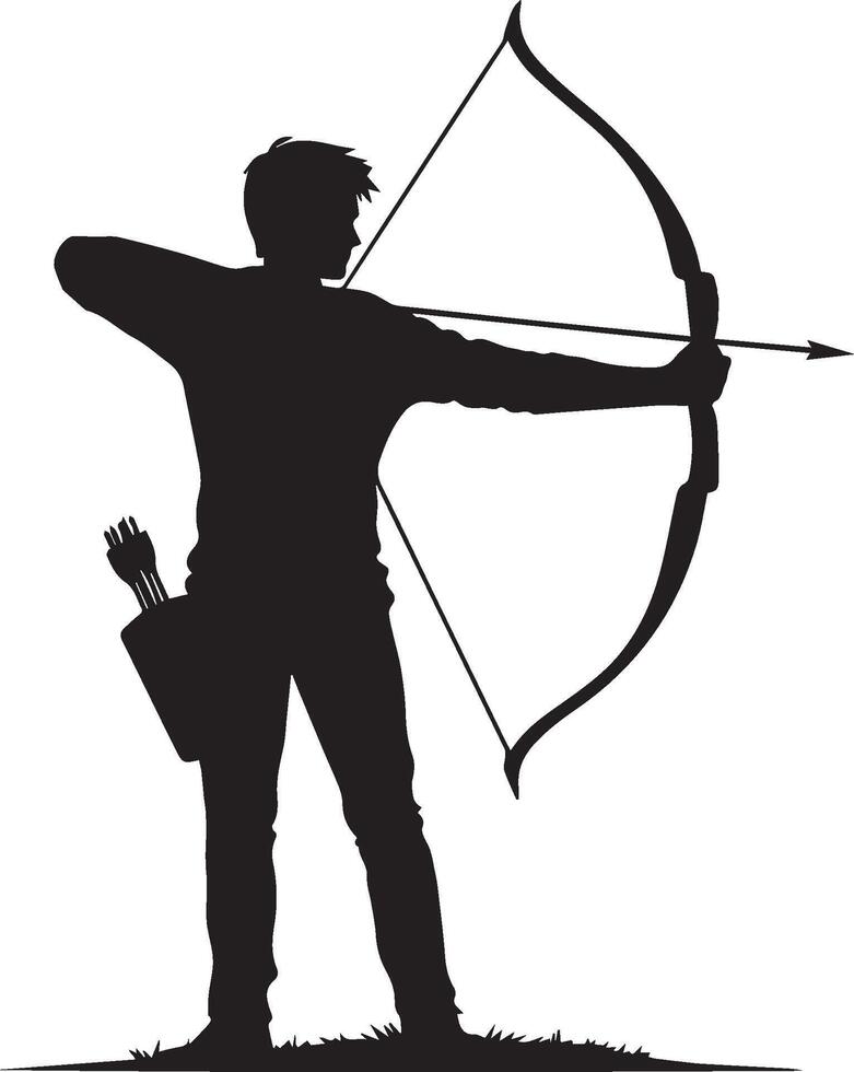 logo type Silhouette of a boy with bow and arrow design vector