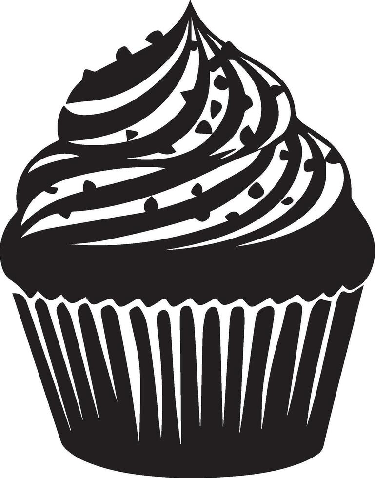 A black and white cupcake on a white background vector