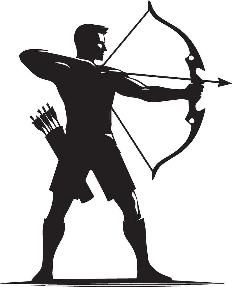 .Silhouette of archer with bow and arrow vector