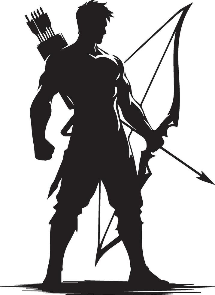 logo type Silhouette of a man with bow and arrow design vector