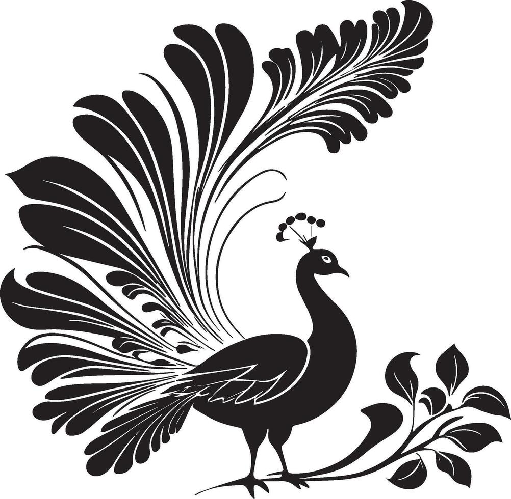 Peacock outline graphic vector