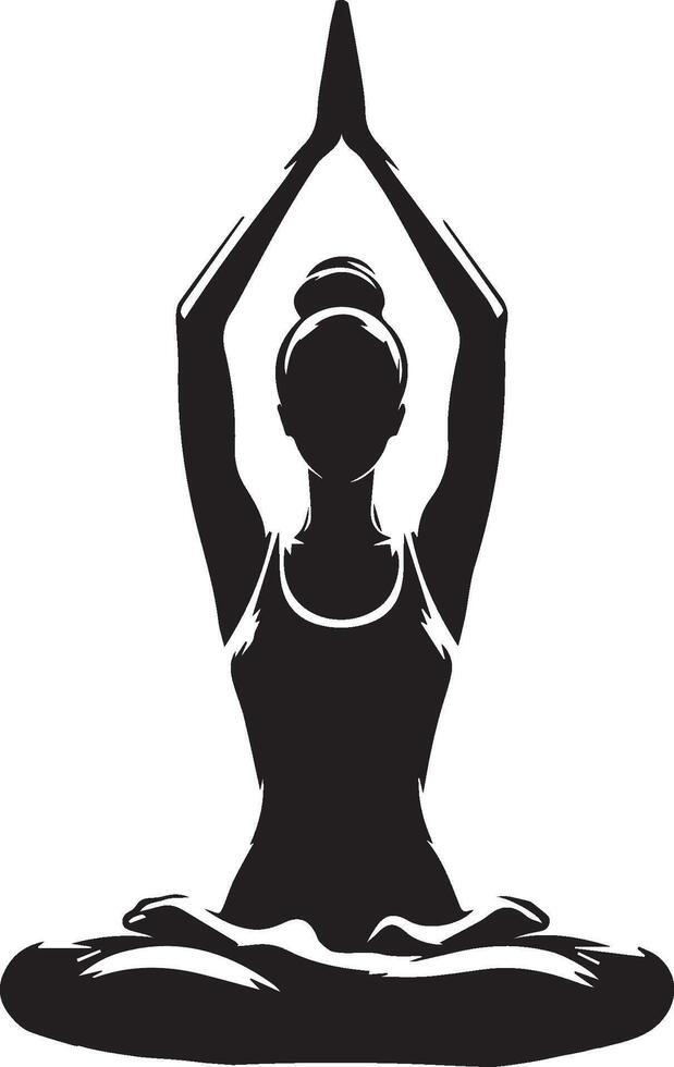 Silhouette of a woman doing yoga on a white background vector