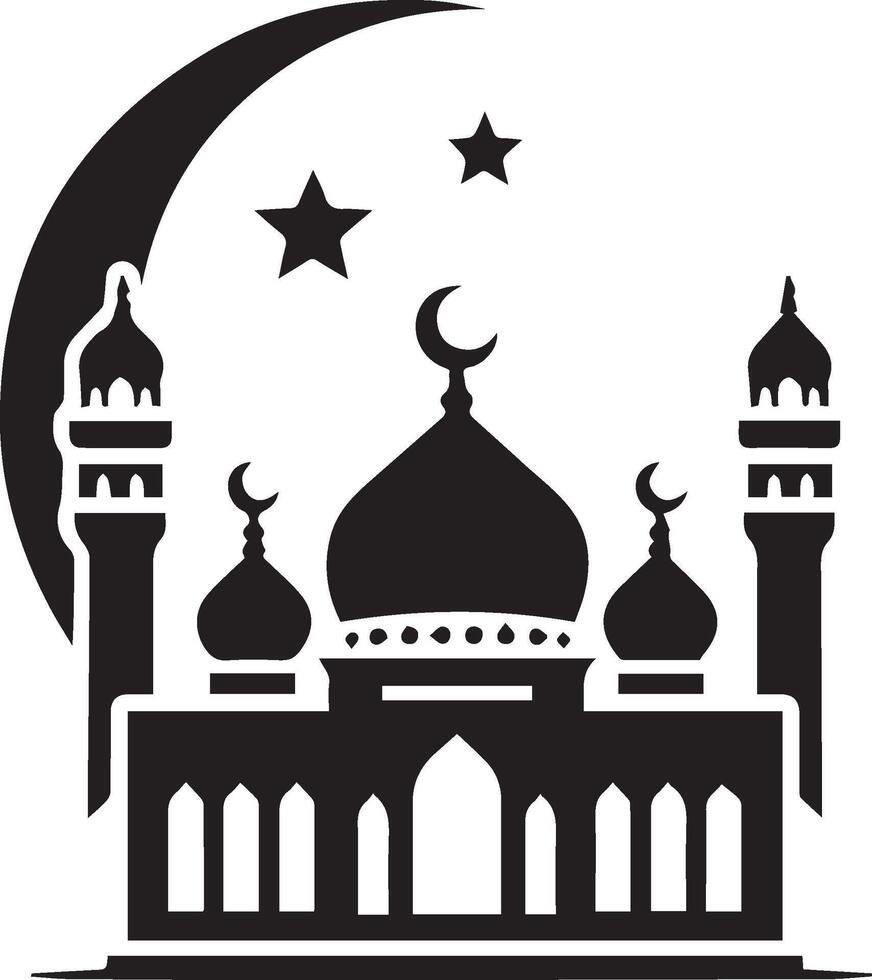 Islamic Simple mosque silhouette illustration vector