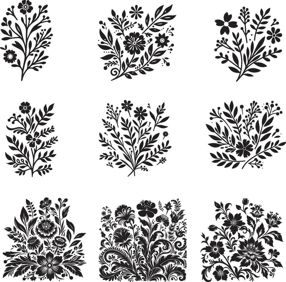 Set of floral designs vector
