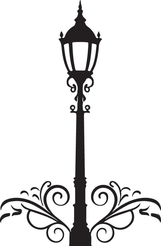 Black and white lamp post simple silhouette vector