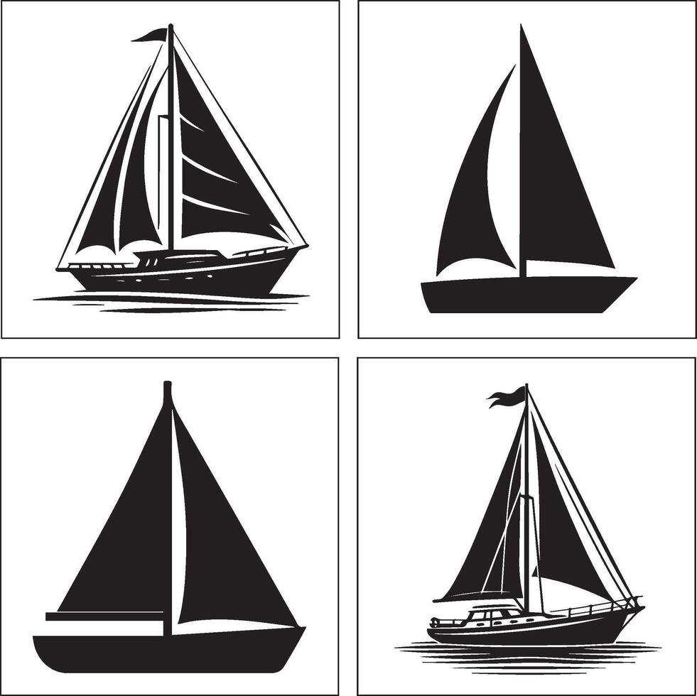 Four different sailboats in different shapes vector