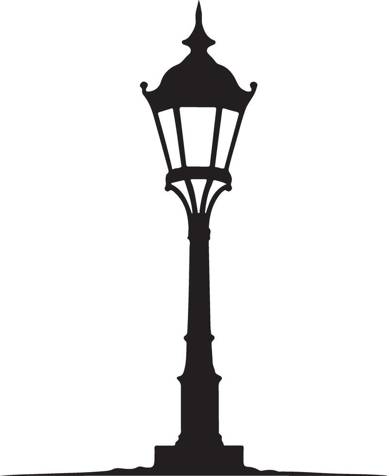Black and white lamp post simple design vector