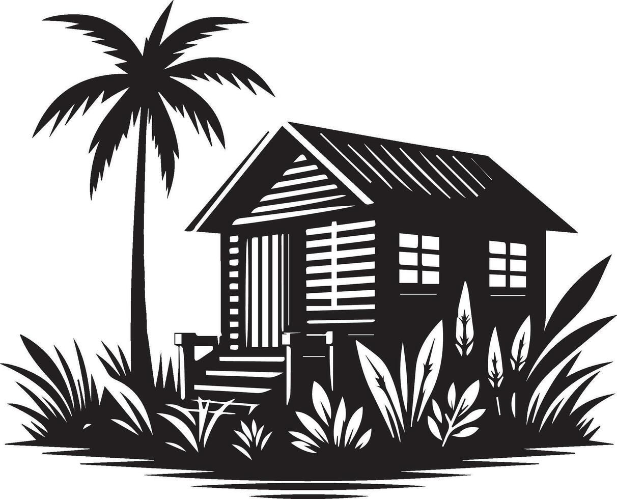 Minimalist coastal house silhouette vector