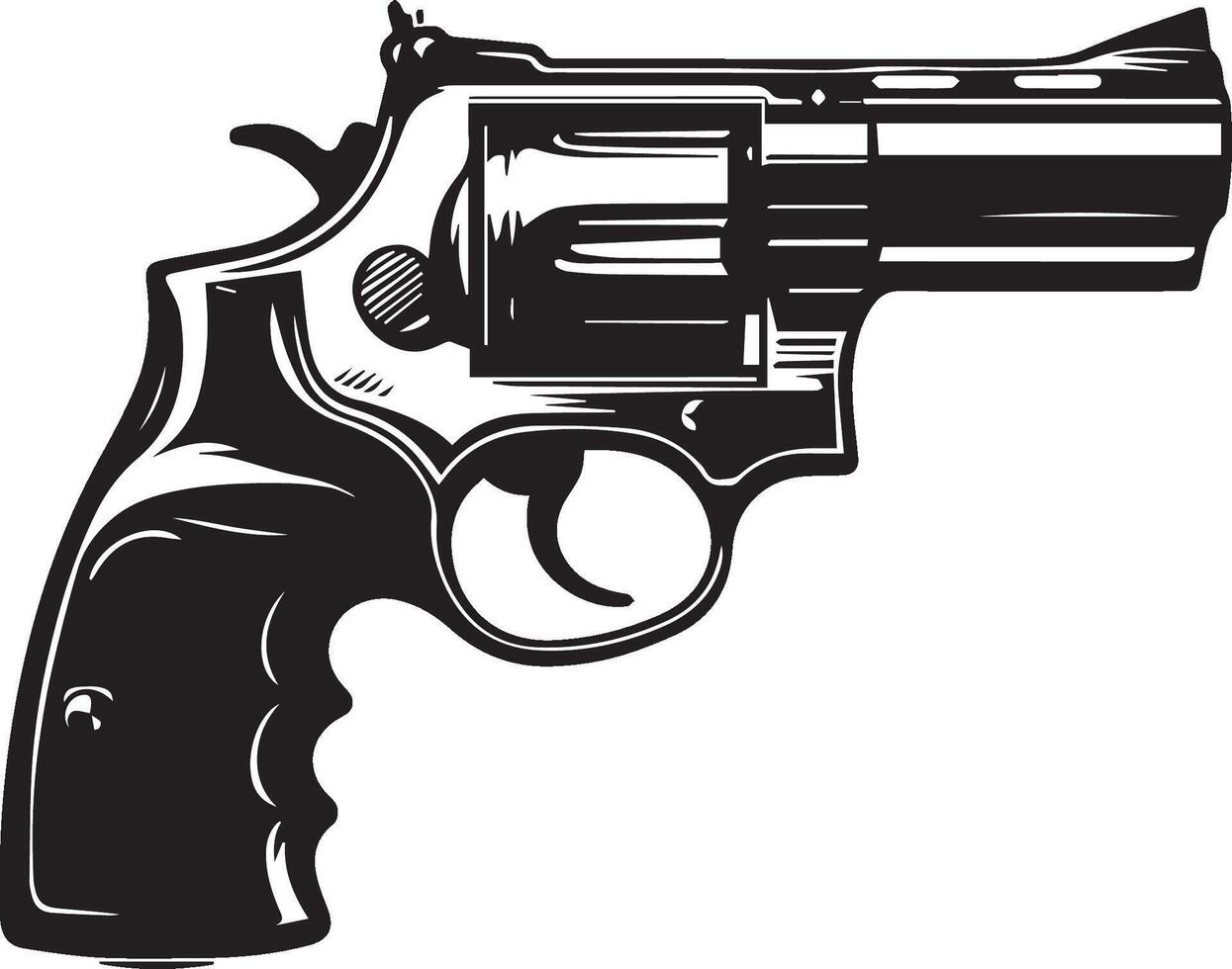 A black and white illustration of a gun vector
