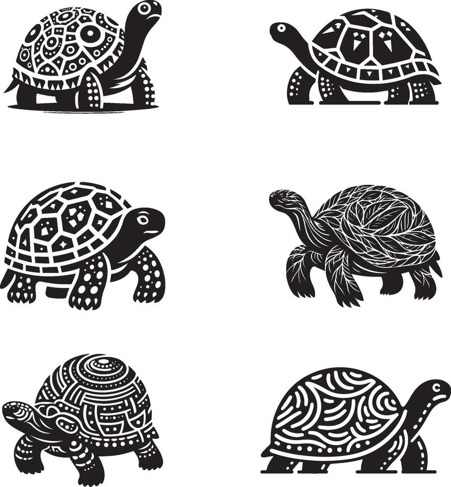 Turtle silhouette set illustration vector