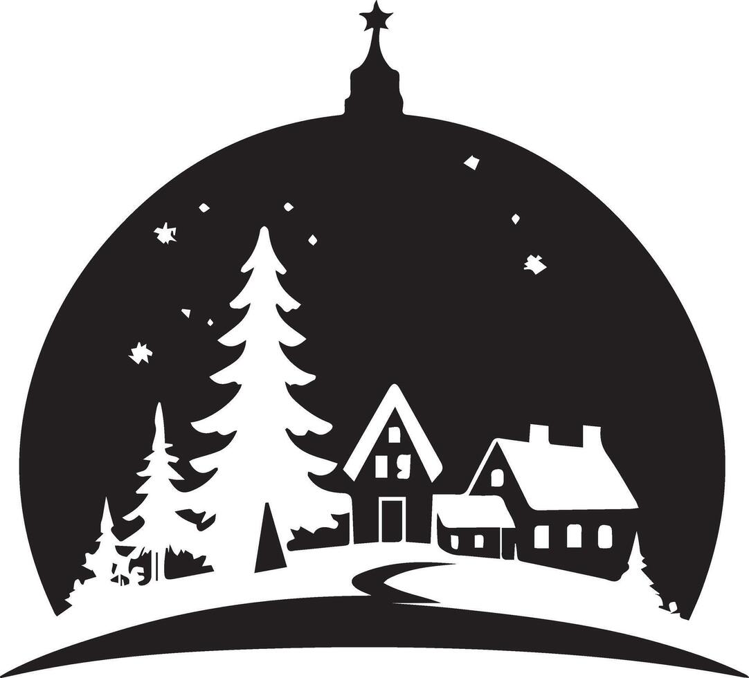 Classic winter home outline vector