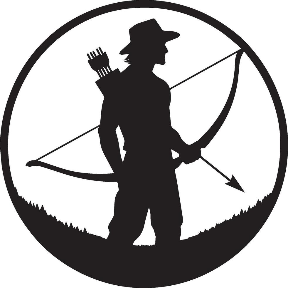 The archer silhouette is shown in a circle vector