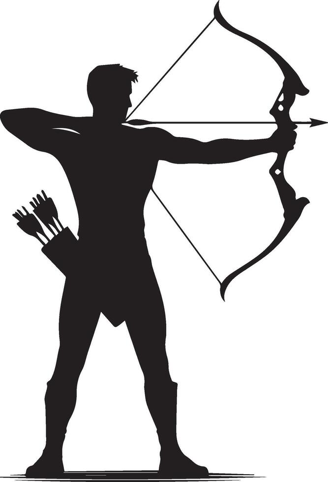 Silhouette of a boy with bow and arrow vector