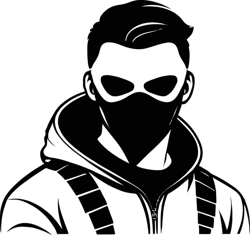 Black and white hacker simple silhouette design vector